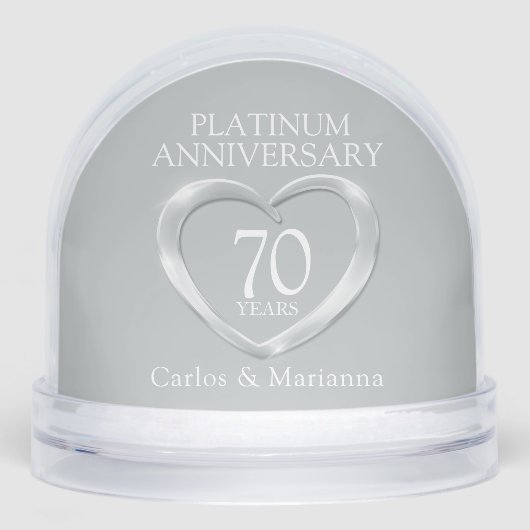 70ste huwelijksverjaardag Platinum hartfoto Sneeuwbol (Voorkant)