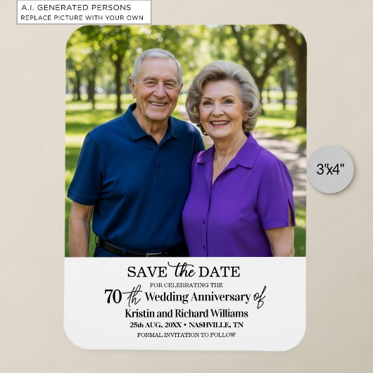 70ste Huwelijksverjaardag Save the Date Foto Magneet