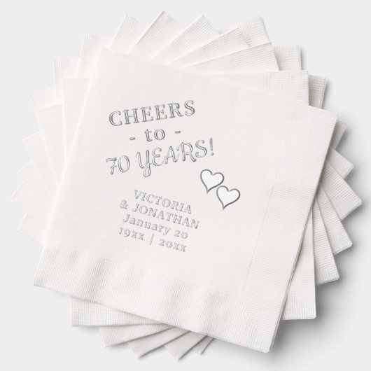 70ste Jubileum juicht twee harten toe Folie Servetten (Insitu (Gestapeld))