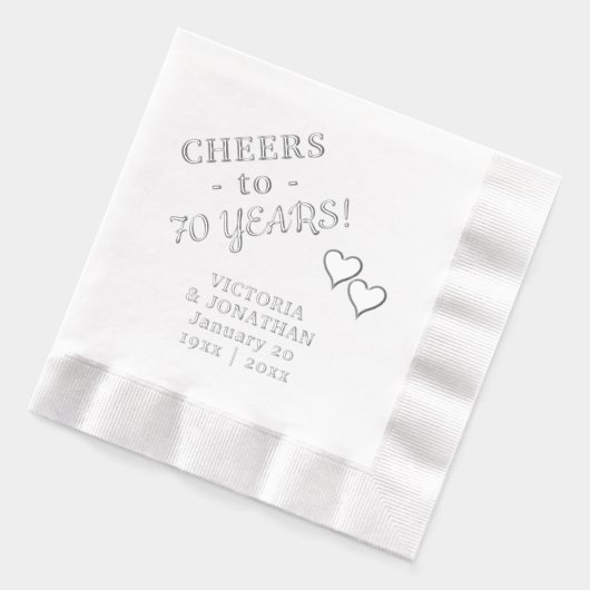70ste Jubileum juicht twee harten toe Folie Servetten (Links)