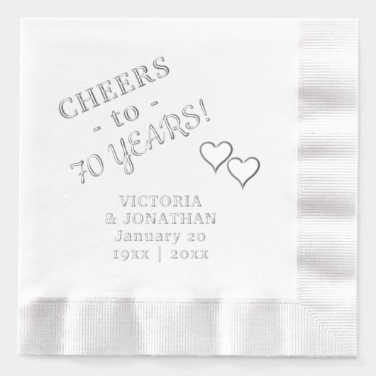 70ste Jubileum juicht twee harten toe Folie Servetten (Voorkant)