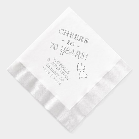70ste Jubileum juicht twee harten toe Folie Servetten (Rechts)