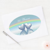 70ste jubileum Platina Harten Ovale Sticker (Envelop)