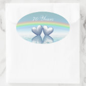 70ste jubileum Platina Harten Ovale Sticker (Tas)