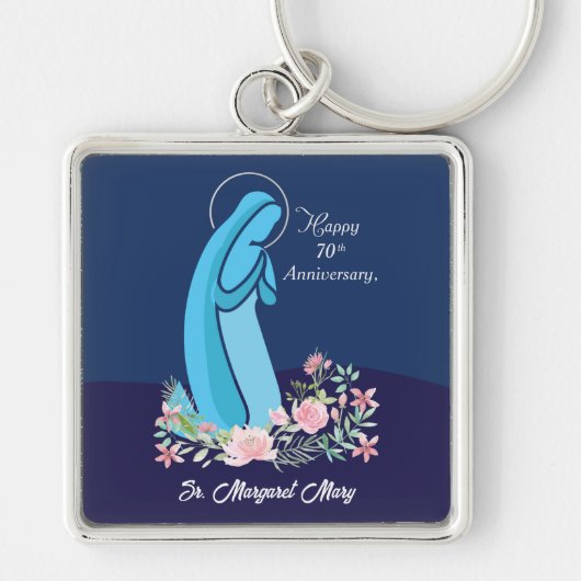 70ste Jubileum van het religieuze leven Nun roze v Sleutelhanger (Voorkant)
