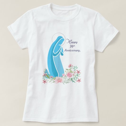 70ste Jubileum van het religieuze leven Nun roze v T-shirt (Design voorkant)