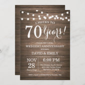 70ste Jubileum voor bruiloft Uitnodiging Rustic Wo (Voorkant / Achterkant)