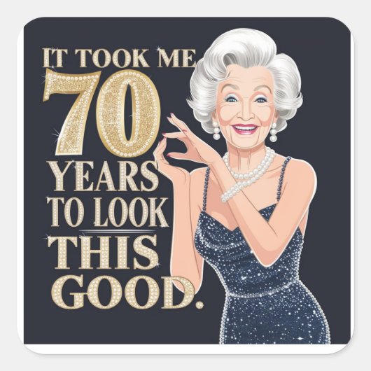 70ste oma verjaardag vierkante sticker (Voorkant)