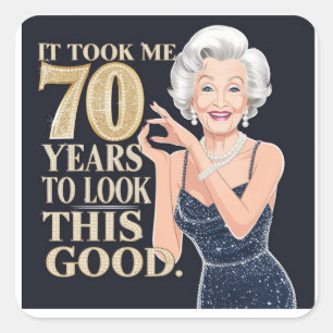 70ste oma verjaardag vierkante sticker
