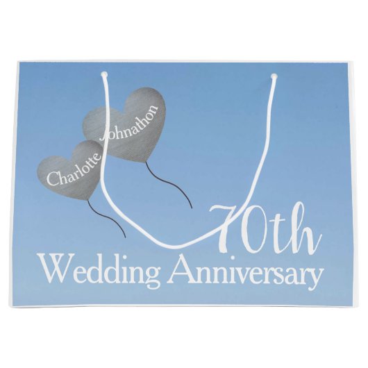 70ste platina bruiloft hartballonnen groot cadeauzakje (Voorkant)