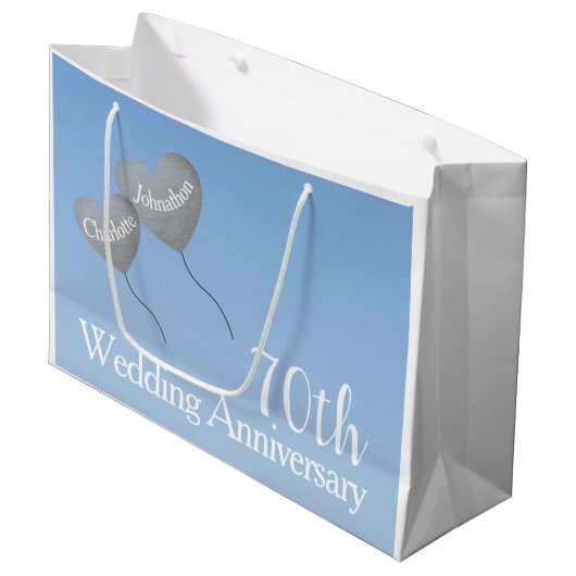 70ste platina bruiloft hartballonnen groot cadeauzakje (Voorkant Gekanteld)