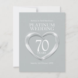 70ste platinahuwelijksjubileum hart antwoordkaart RSVP kaartje