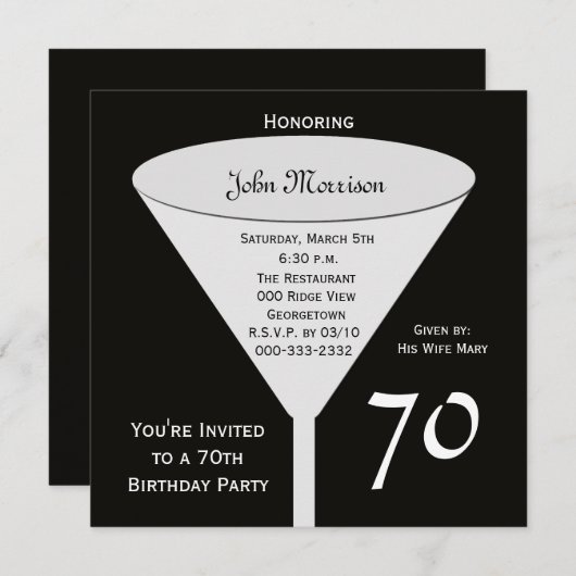 70ste Uitnodiging van het Verjaardagspartij 70 in  (Voorkant / Achterkant)