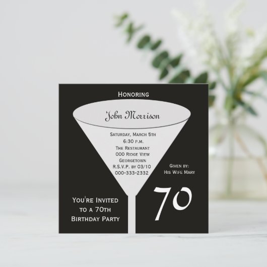 70ste Uitnodiging van het Verjaardagspartij 70 in  (Staand voorkant)