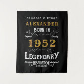 70ste verjaardag 1952 Voeg naam toe Zwart Goud Leg Wandkleed (Voorkant)