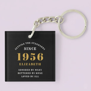 70ste verjaardag 1956 Zwart Goud Gepersonaliseerd  Sleutelhanger
