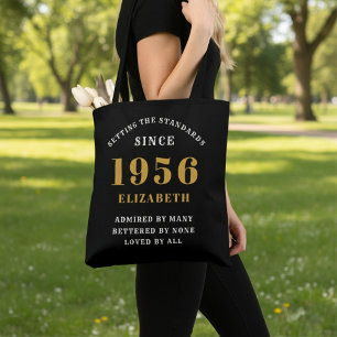 70ste verjaardag 1956 Zwart Goud Gepersonaliseerd Tote Bag