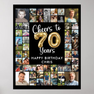70ste verjaardag 51 foto collage Proost op 70 jaar Poster