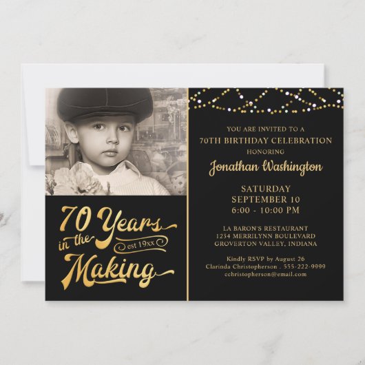 70ste verjaardag 70 JAAR IN HET MAKEN van zwart go Kaart (Voorkant)