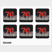 70ste verjaardag - 70 Rocks! Grunge Rood en Zwart Vierkante Sticker (Vel)