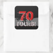 70ste verjaardag - 70 Rocks! Grunge Rood en Zwart Vierkante Sticker (Tas)