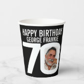 70ste verjaardag Aangepaste twee foto's zwart wit Papieren Bekers (Voorkant)