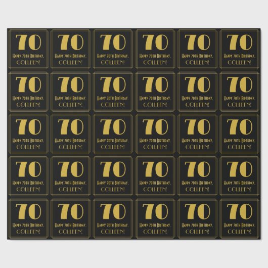 70ste verjaardag ~ Art Deco geïnspireerd look "70" Cadeaupapier (Zoom)