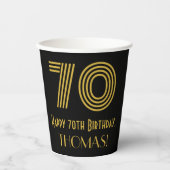70ste verjaardag: Art Deco Geïnspireerde look "70" Papieren Bekers (Voorkant)