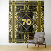 70ste verjaardag Art Deco Goud Zwart Great Gatsby Wandkleed (In situ)