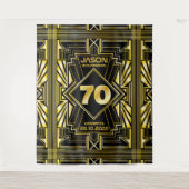 70ste verjaardag Art Deco Goud Zwart Great Gatsby Wandkleed (Voorkant)