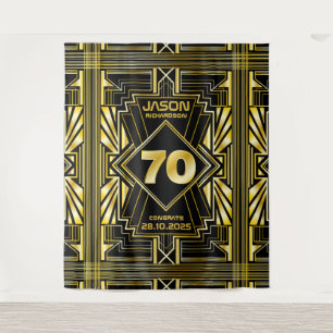 70ste verjaardag Art Deco Goud Zwart Great Gatsby Wandkleed