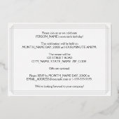 70ste verjaardag: Art Deco Kijk "70", met naam Folie Uitnodiging (Achterkant)