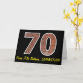70ste verjaardag - Bakstenen muurpatroon "70" met  Kaart (Gele Bloem)