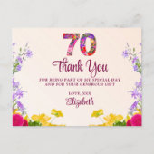 70ste verjaardag Bloemen bedankt Modern 70 jaar fe Briefkaart (Voorkant)