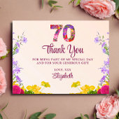 70ste verjaardag Bloemen bedankt Modern 70 jaar fe Briefkaart