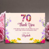 70ste verjaardag Bloemen bedankt Modern 70 jaar fe Briefkaart