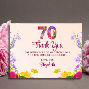 70ste verjaardag Bloemen bedankt Modern 70 jaar fe Briefkaart