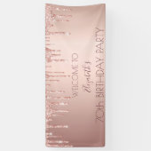 70ste verjaardag blush roos Gold Drips Naam Spandoek (Verticaal)