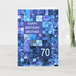 70ste verjaardag broeder, blauwe vierkanten, kaart