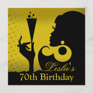 70ste verjaardag Cocktailparty geel Kaart