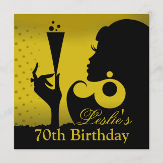 70ste verjaardag Cocktailparty geel Kaart