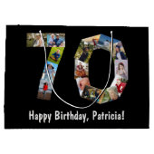 70ste verjaardag Collage 15 Fotonummer 70 Leeftijd Groot Cadeauzakje (Achterkant)