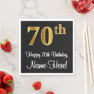 70ste verjaardag ~ Elegant Luxe Faux Gold Look # Servet