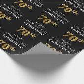 70ste verjaardag: Elegant, zwart, Faux Gold look Cadeaupapier (Hoek)