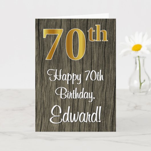 70ste verjaardag: Elegante namaak goud uitzicht #, Kaart (Kleine Plant)