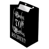 70ste verjaardag: Fancy, Elegante script + Aangepa Medium Cadeauzakje (Voorkant Gekanteld)