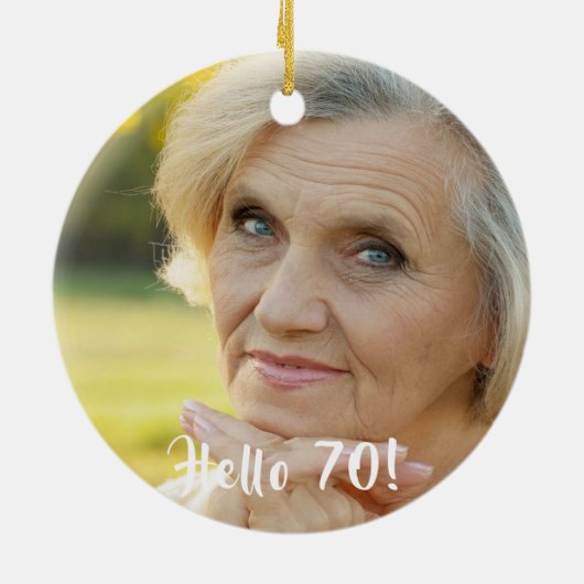 70ste verjaardag foto hallo 70 keramisch ornament (Achterkant)