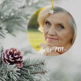 70ste verjaardag foto hallo 70 keramisch ornament