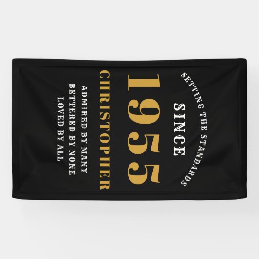 70ste verjaardag Geboren 1955 Naam toevoegen Zwart Spandoek (Horizontaal)