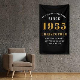 70ste verjaardag Geboren 1955 Naam toevoegen Zwart Spandoek